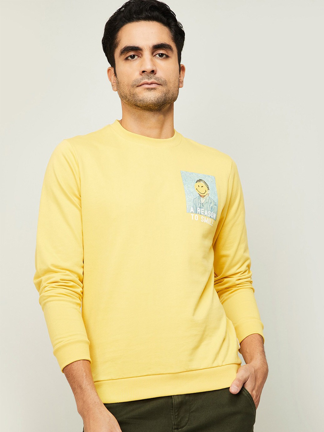 

SmileyWorld Men Yellow Sweatshirt