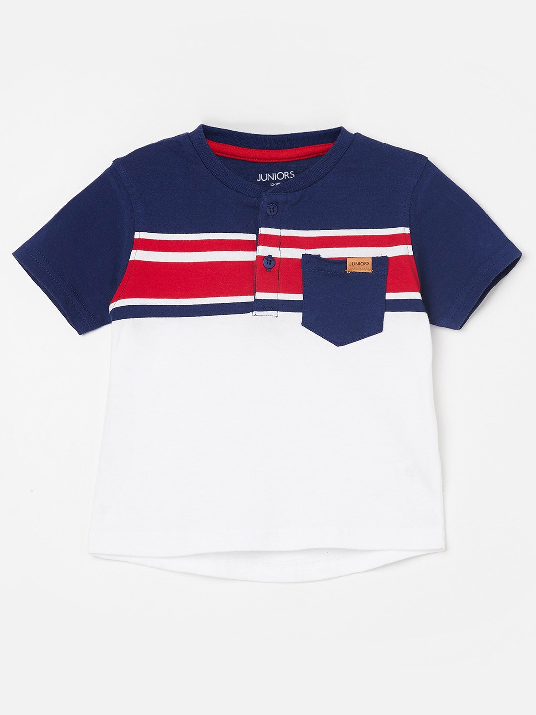 

Juniors by Lifestyle Boys Grey & Blue Henley Neck Pure Cotton T-shirt