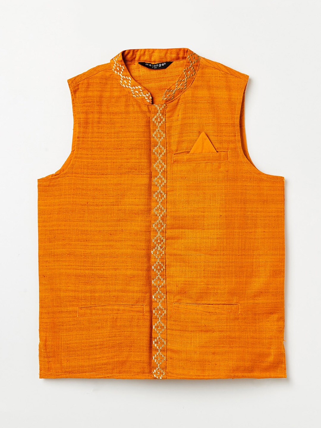 

Melange by Lifestyle Boys Orange Woven Design Nehru Jacket