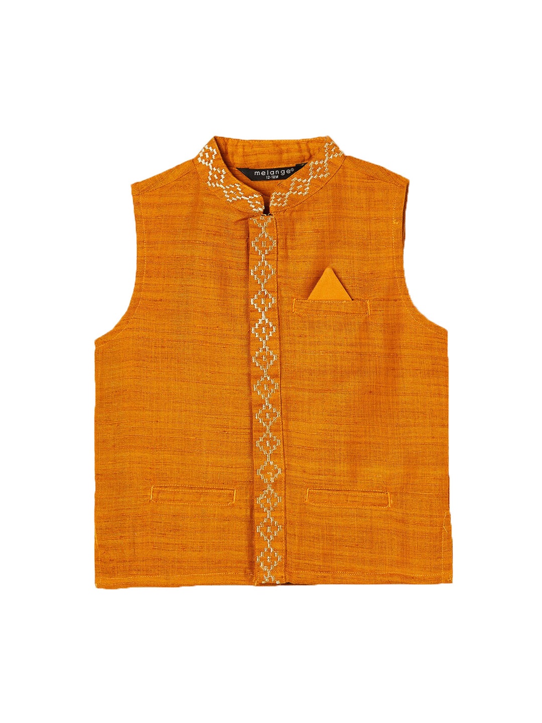 

Melange by Lifestyle Boys Orange Solid Bandhgala Waistcoat