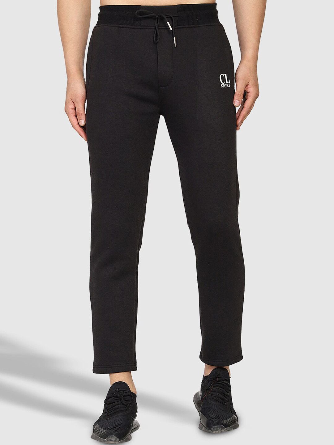 

CL SPORT Men Black Solid Regular Fit Fleece Track Pant