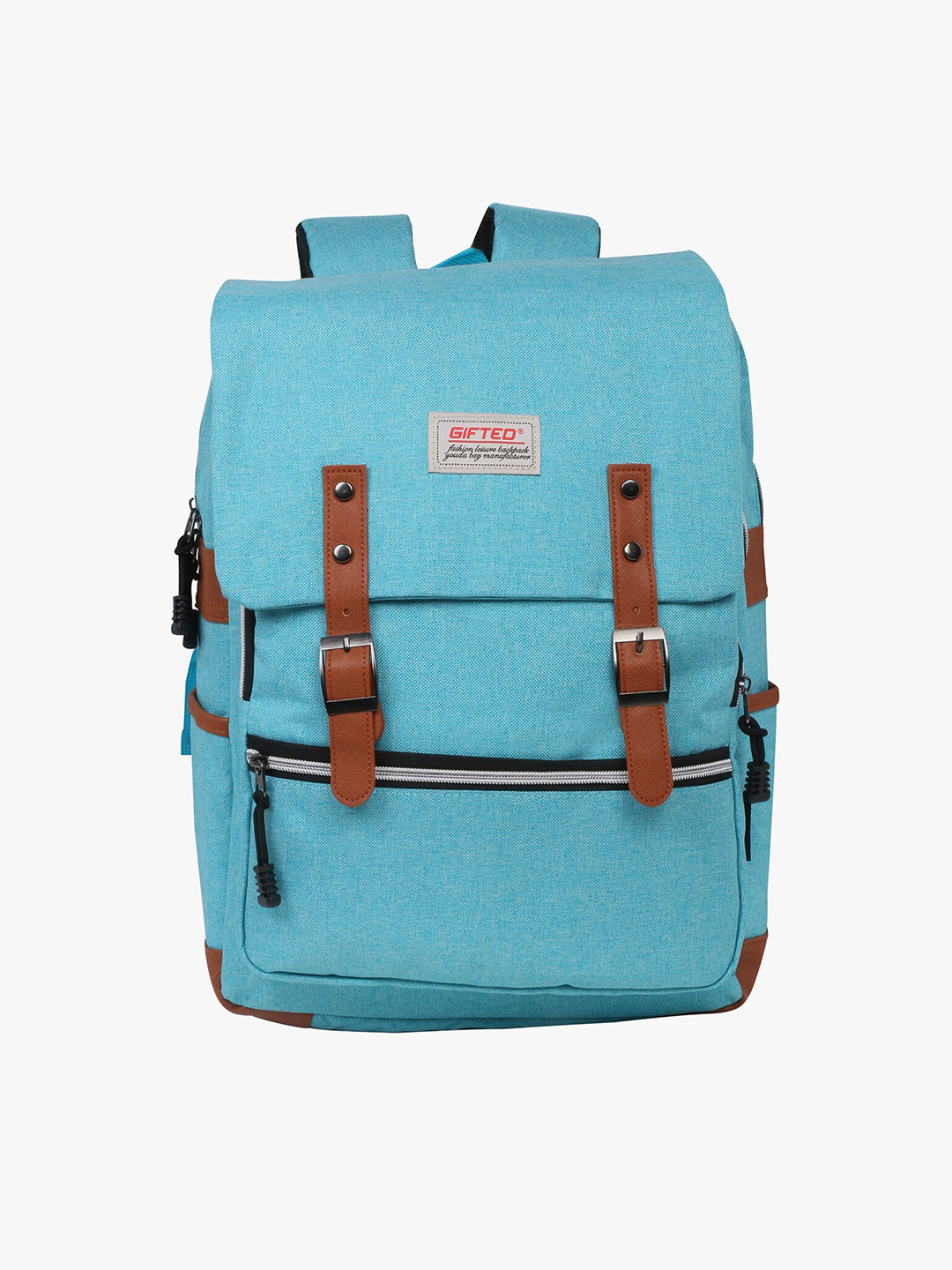 

POKORY Unisex Kids Blue & Brown Backpack