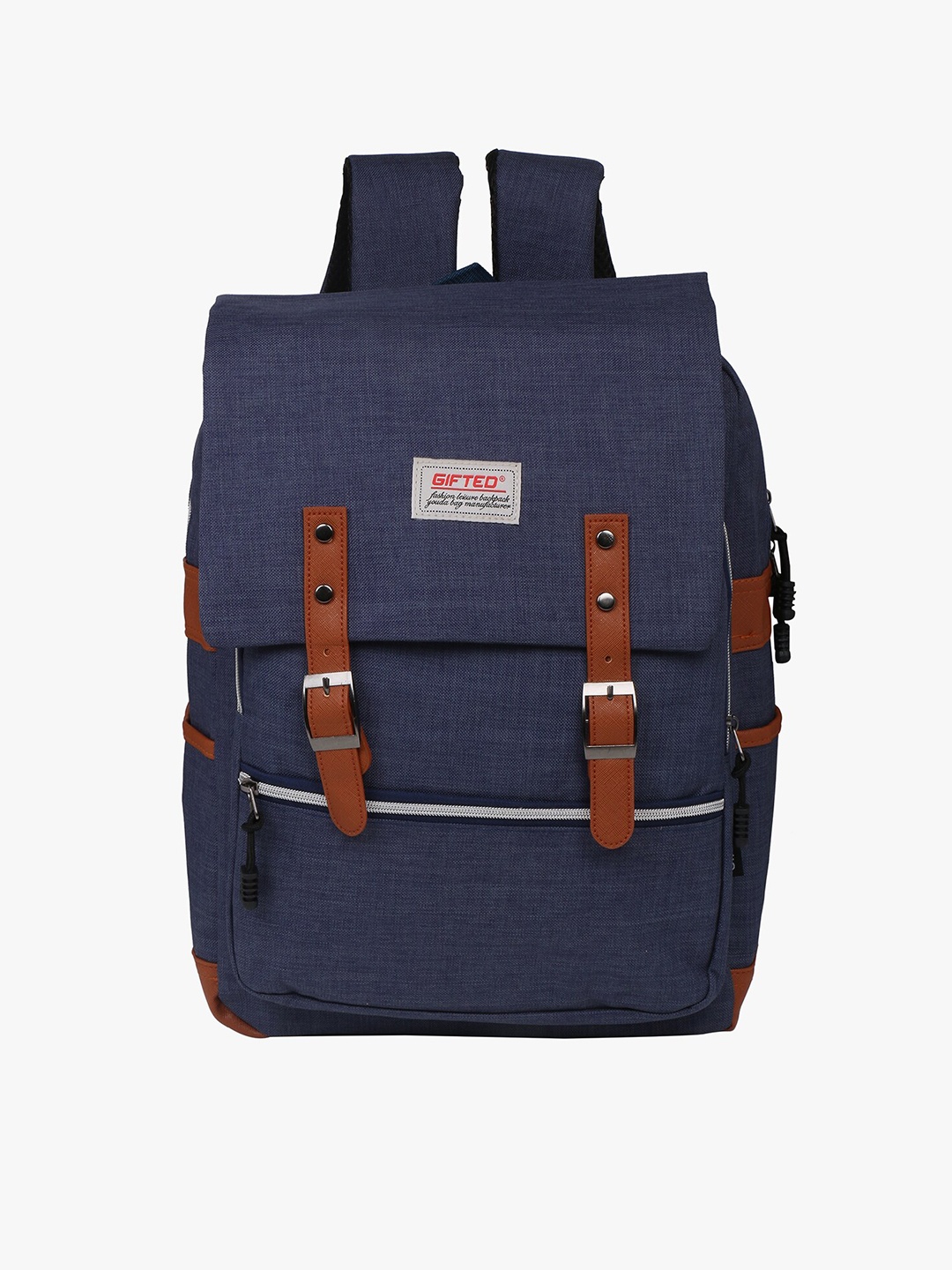 

POKORY Unisex Kids Navy Blue & Brown Solid Compact Backpack