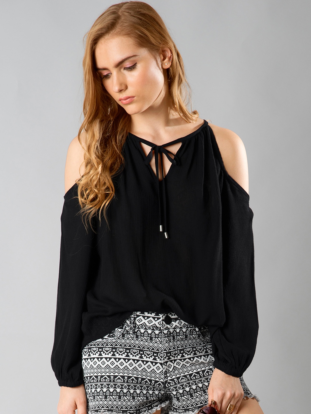 

FabAlley Women Black Solid Regular Top