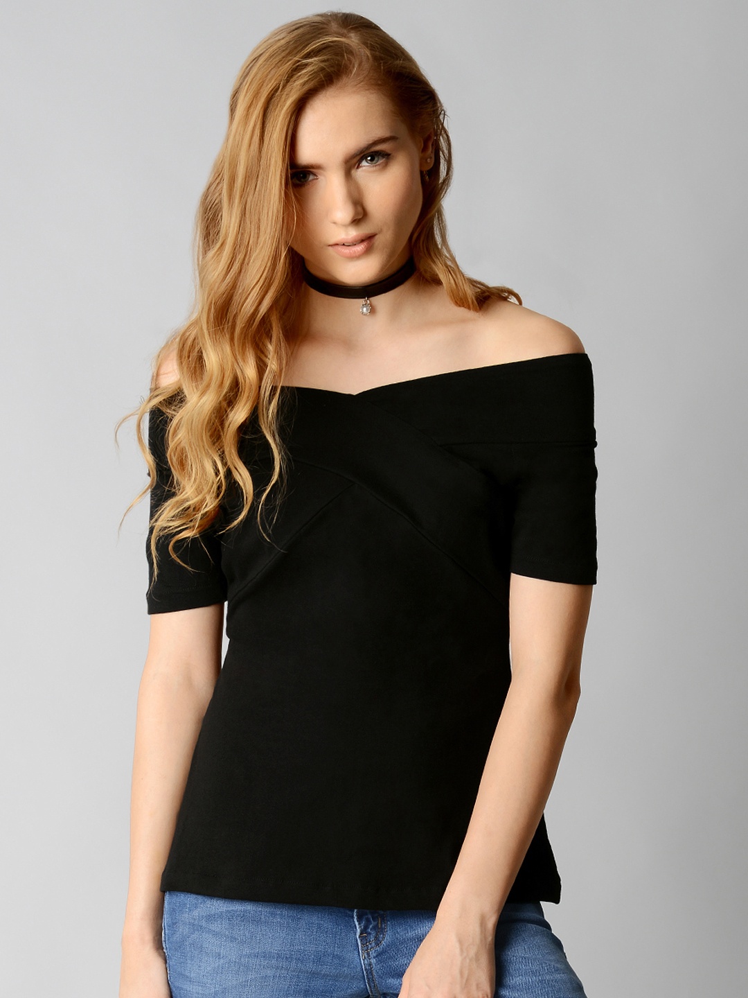 

FabAlley Women Black Off-Shoulder Top