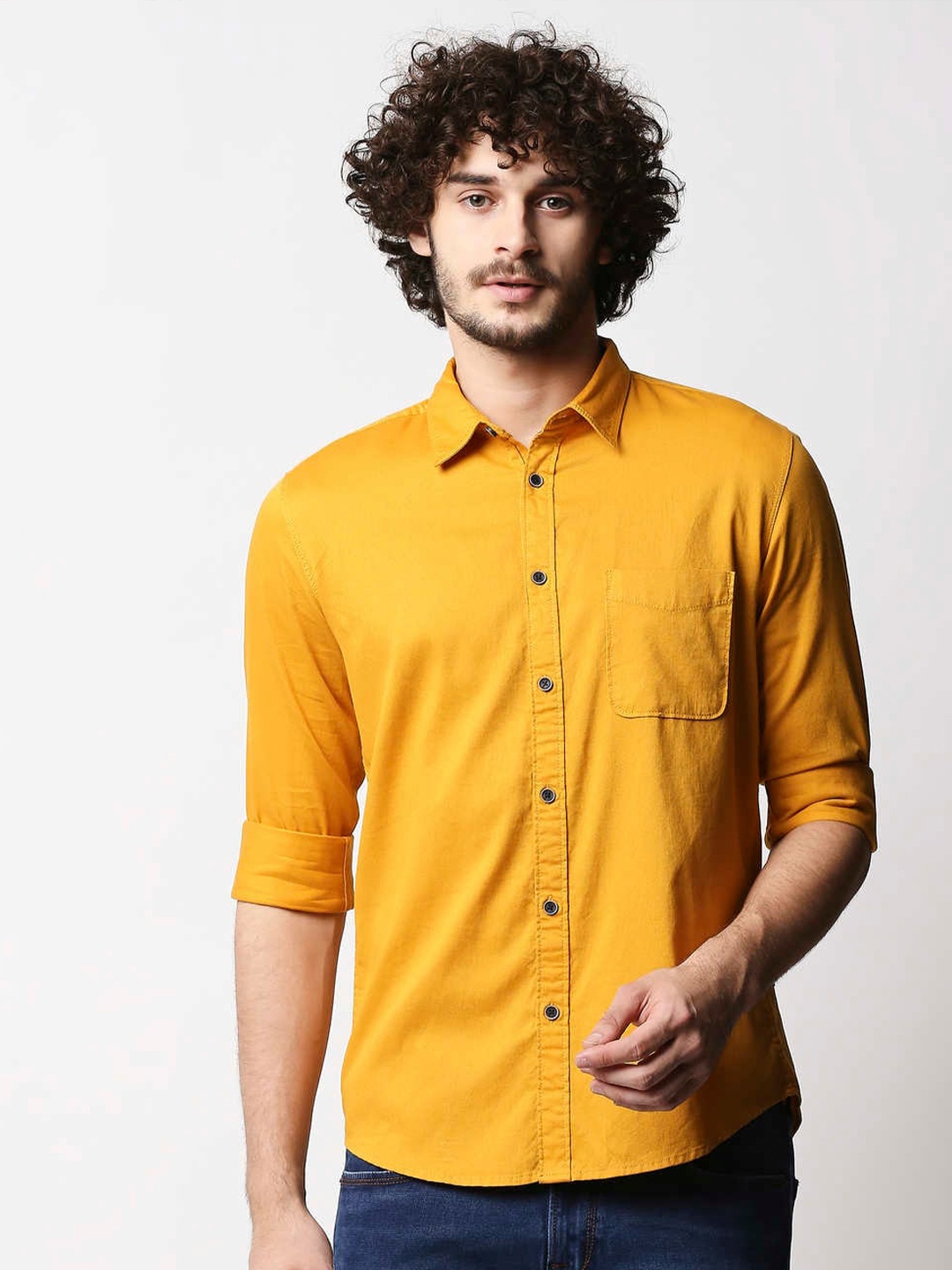 

Pepe Jeans Men Mustard Standard Cotton Dobby Casual Shirt