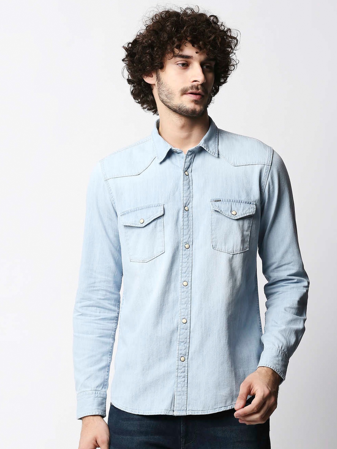 

Pepe Jeans Men Blue Standard Faded Casual Shirt