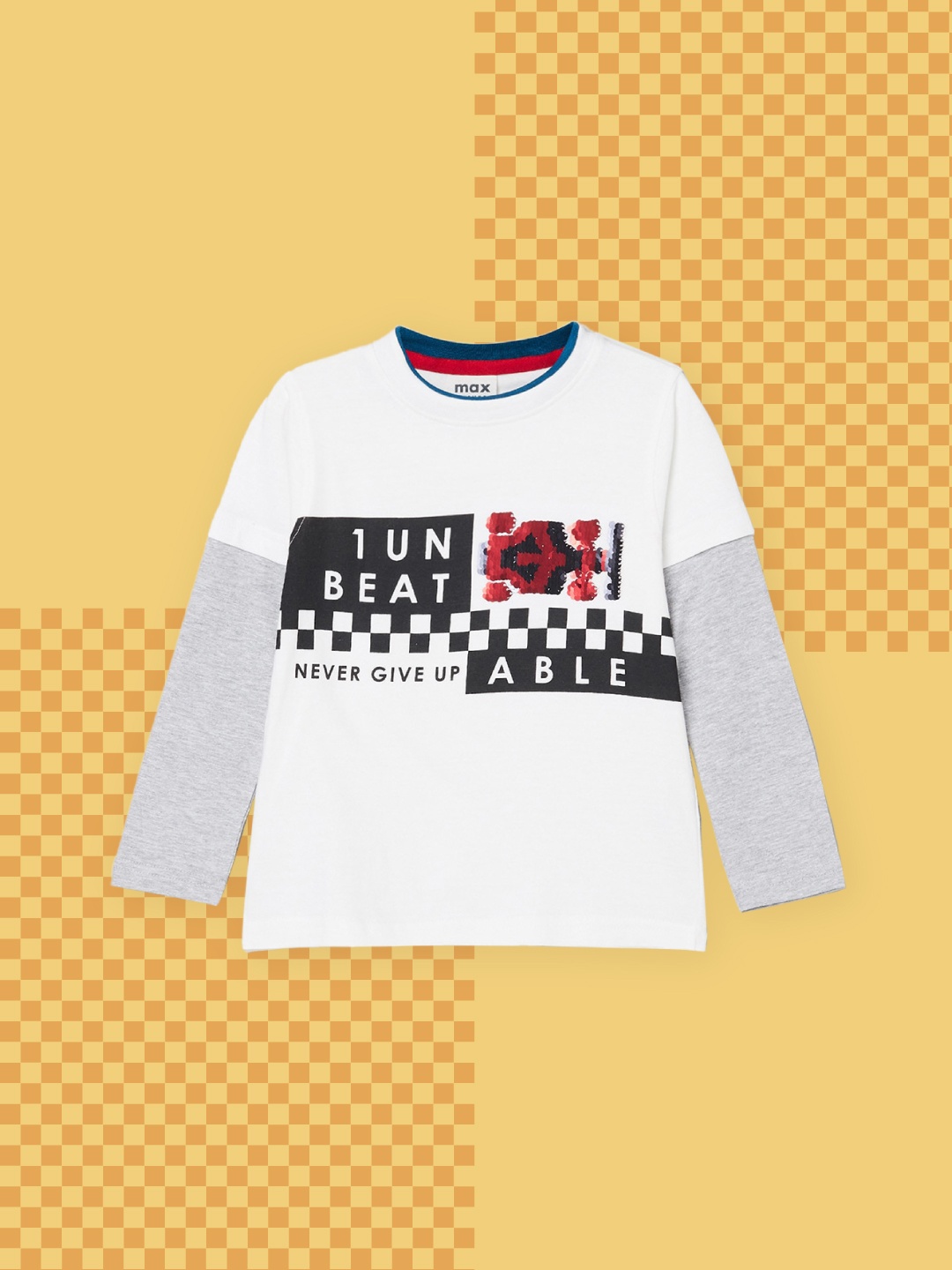 

max Boys White & Black Typography Printed Pure Cotton T-shirt