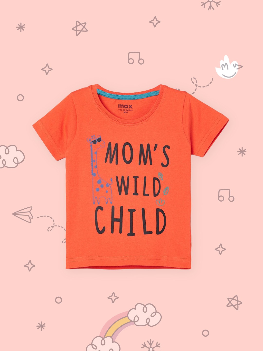 

max Boys Orange Typography Printed T-shirt