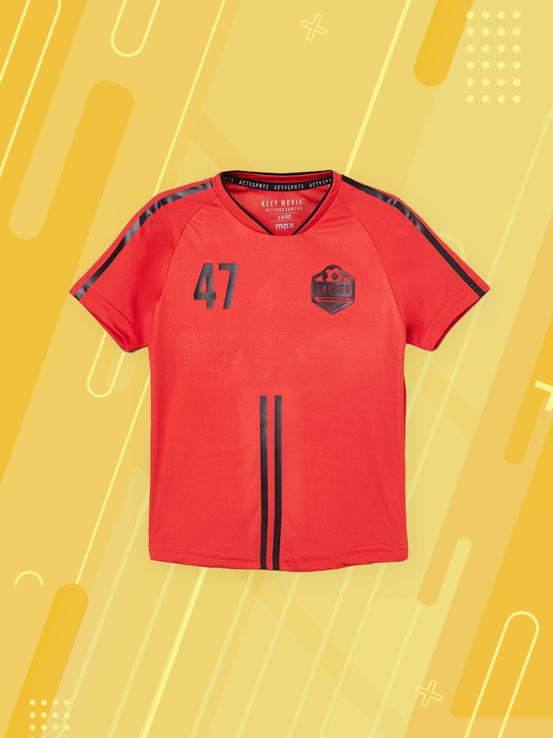 

max Boys Red & Black Sports Printed T-shirt