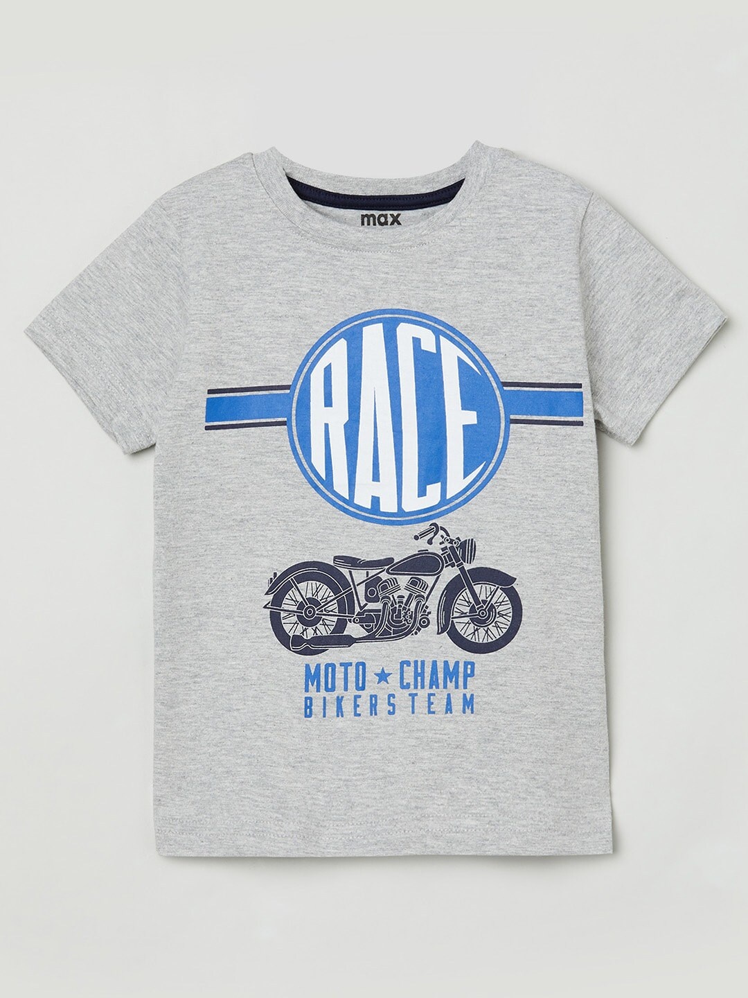 

max Boys Grey Typography Printed T-shirt