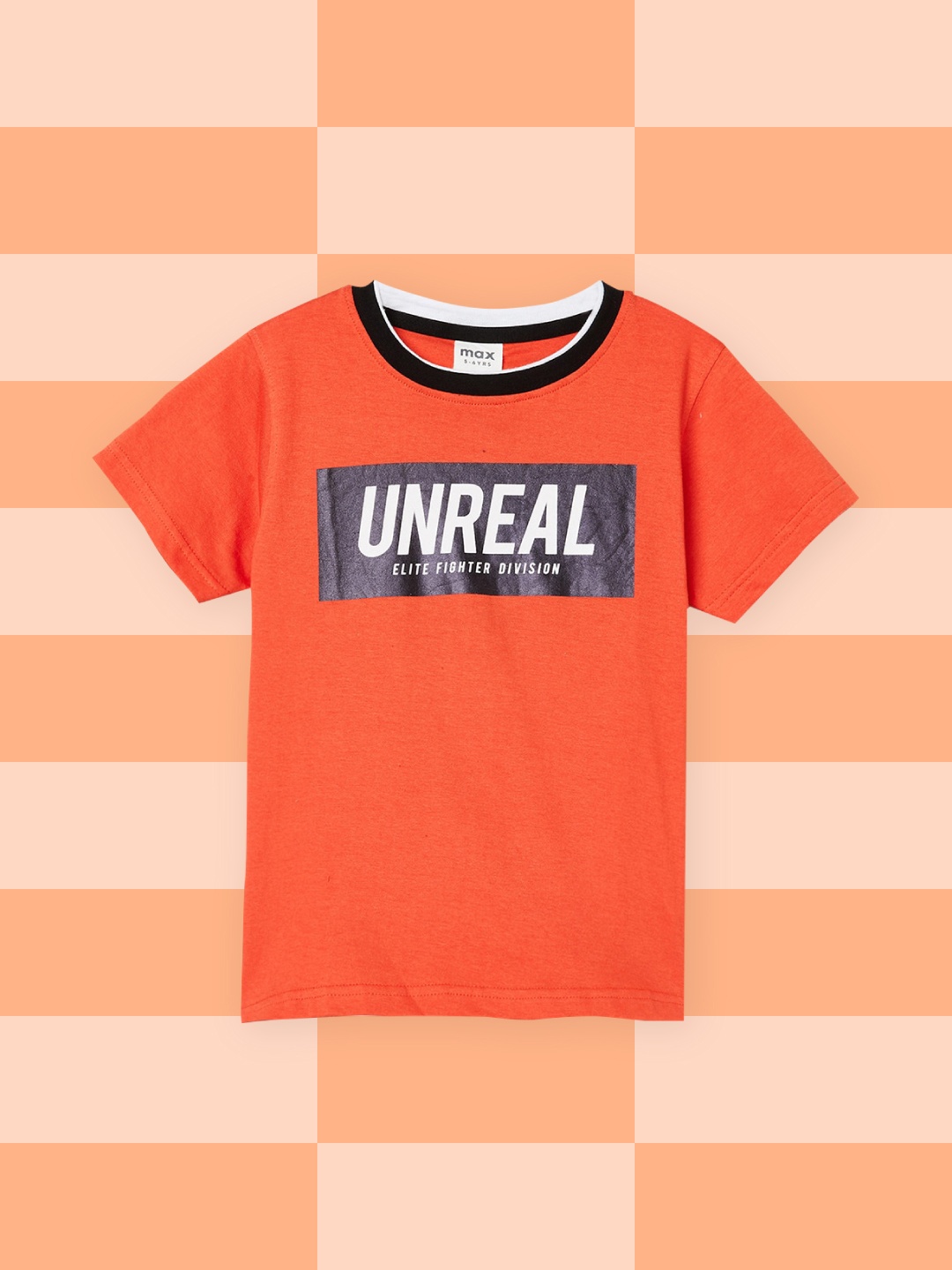 

max Boys Orange Printed T-shirt
