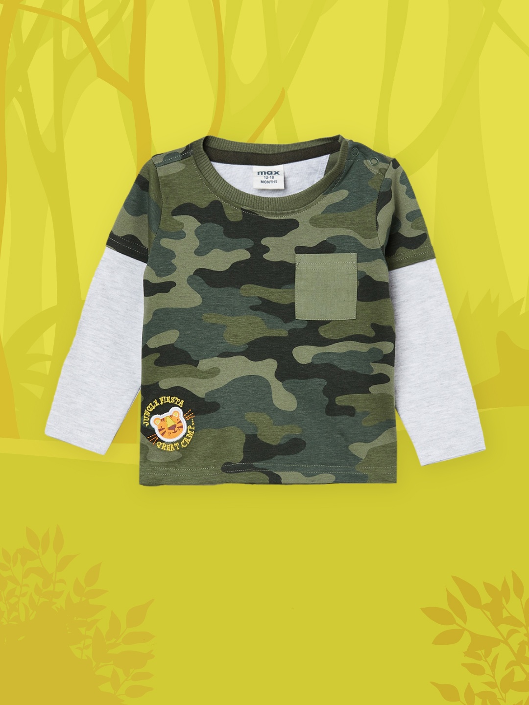 

max Boys Olive Green Camouflage T-shirt