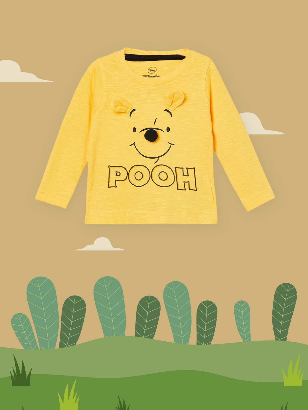 

max Boys Yellow & Black Winnie The Pooh Printed Cotton T-shirt
