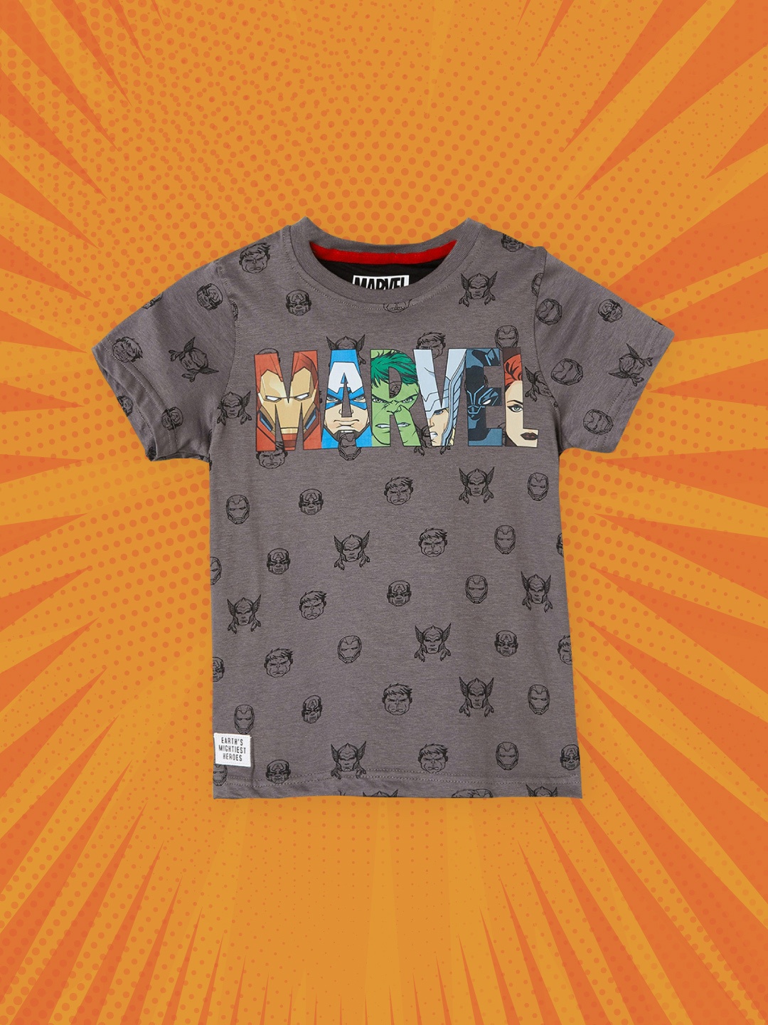 

max Boys Grey Printed T-shirt