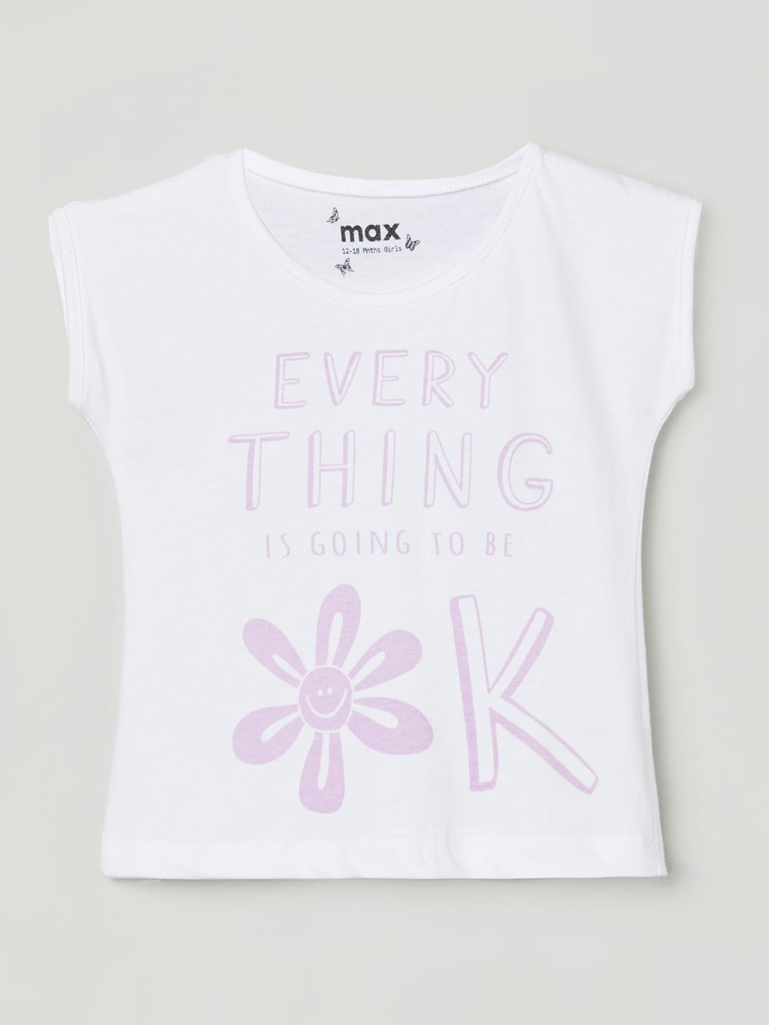 

max Girls White Typography Printed T-shirt