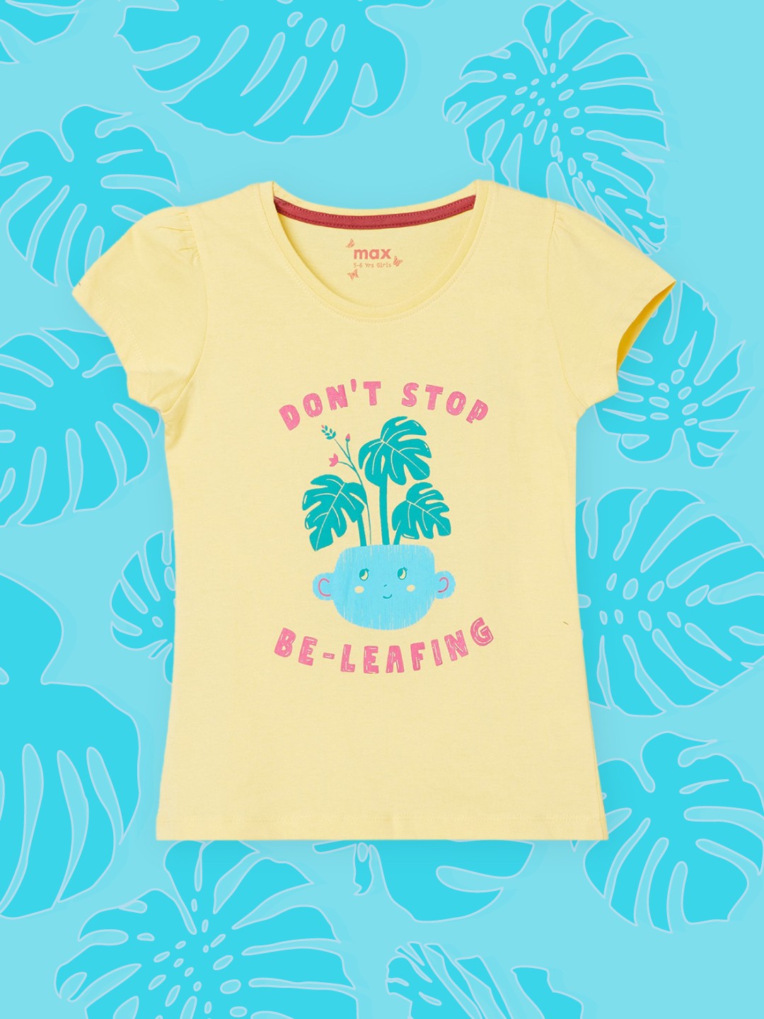 

max Girls Yellow Printed T-shirt