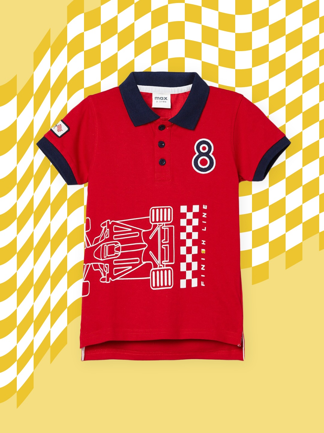 

max Boys Red Printed Polo Collar T-shirt