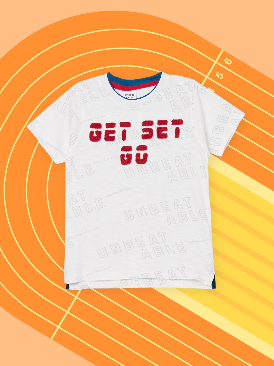 

max Boys White Typography Printed T-shirt