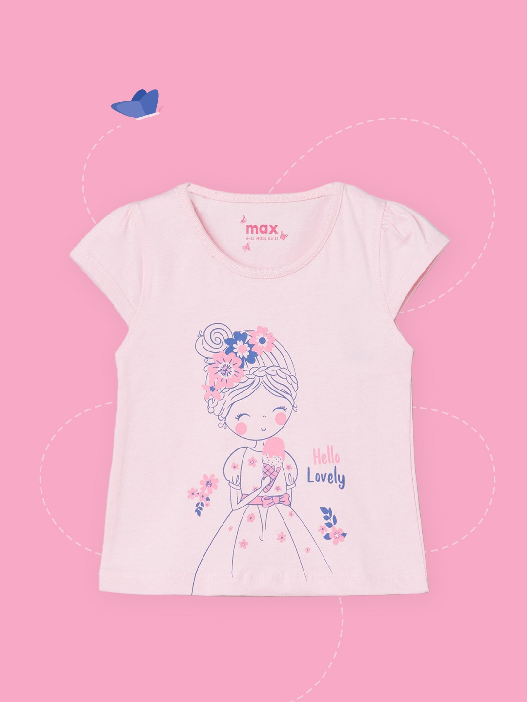 

max Girls Pink Graphic Printed T-shirt