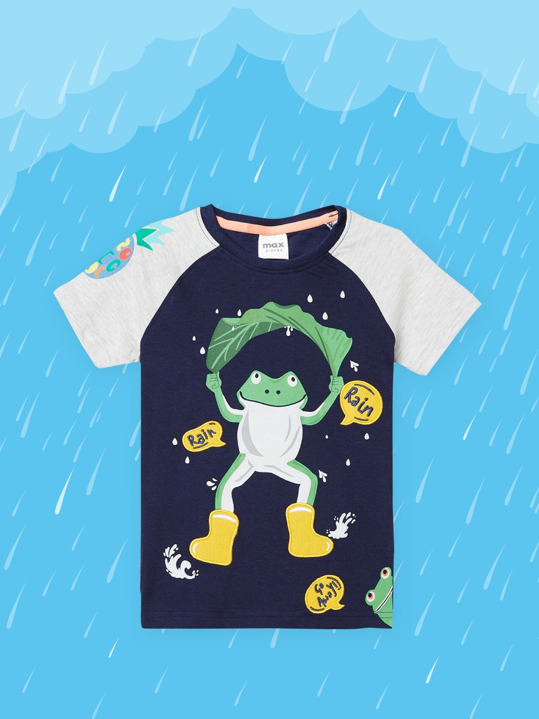 

max Boys Navy Blue Printed T-shirt