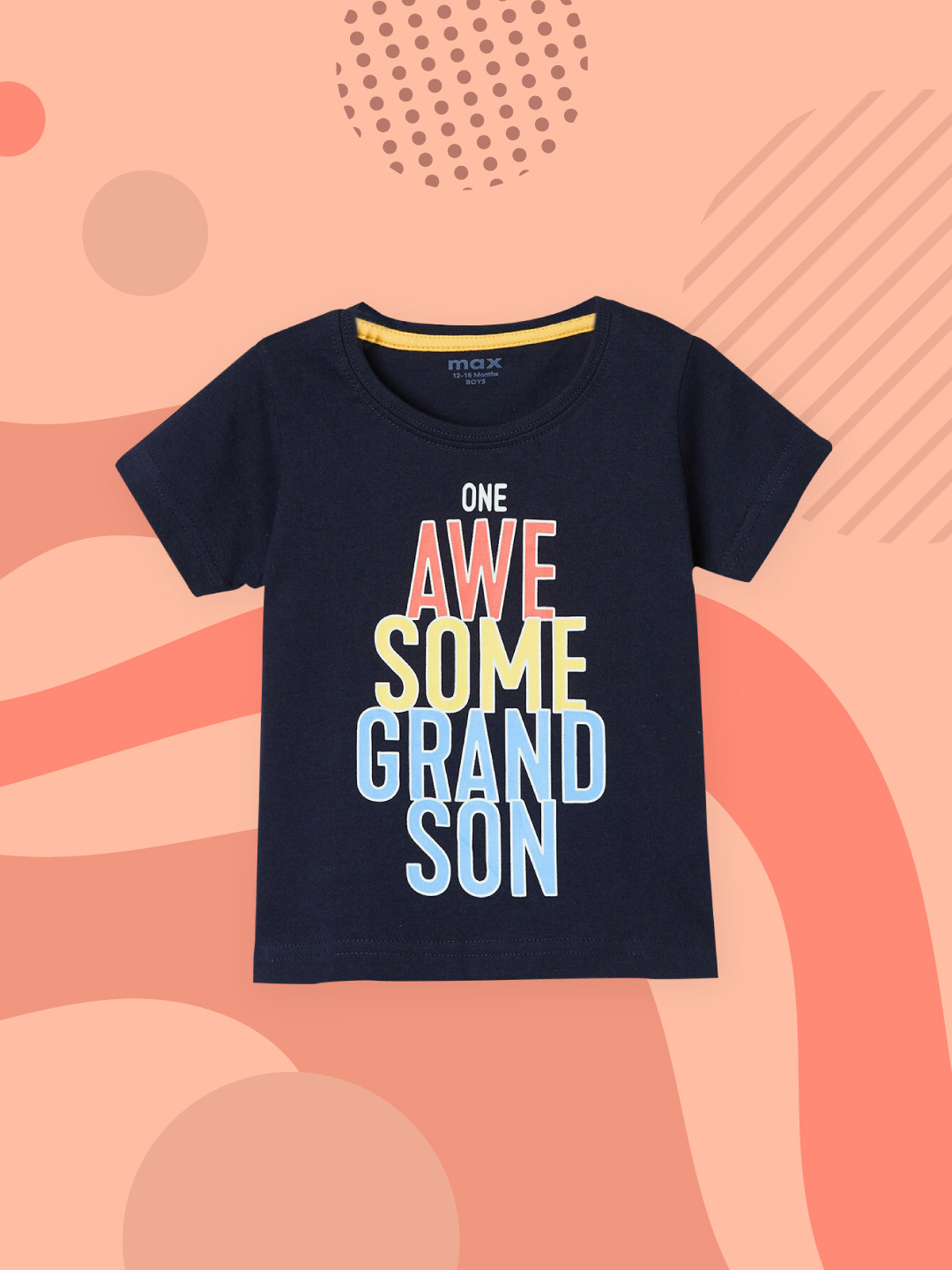 

max Boys Blue Typography Printed T-shirt