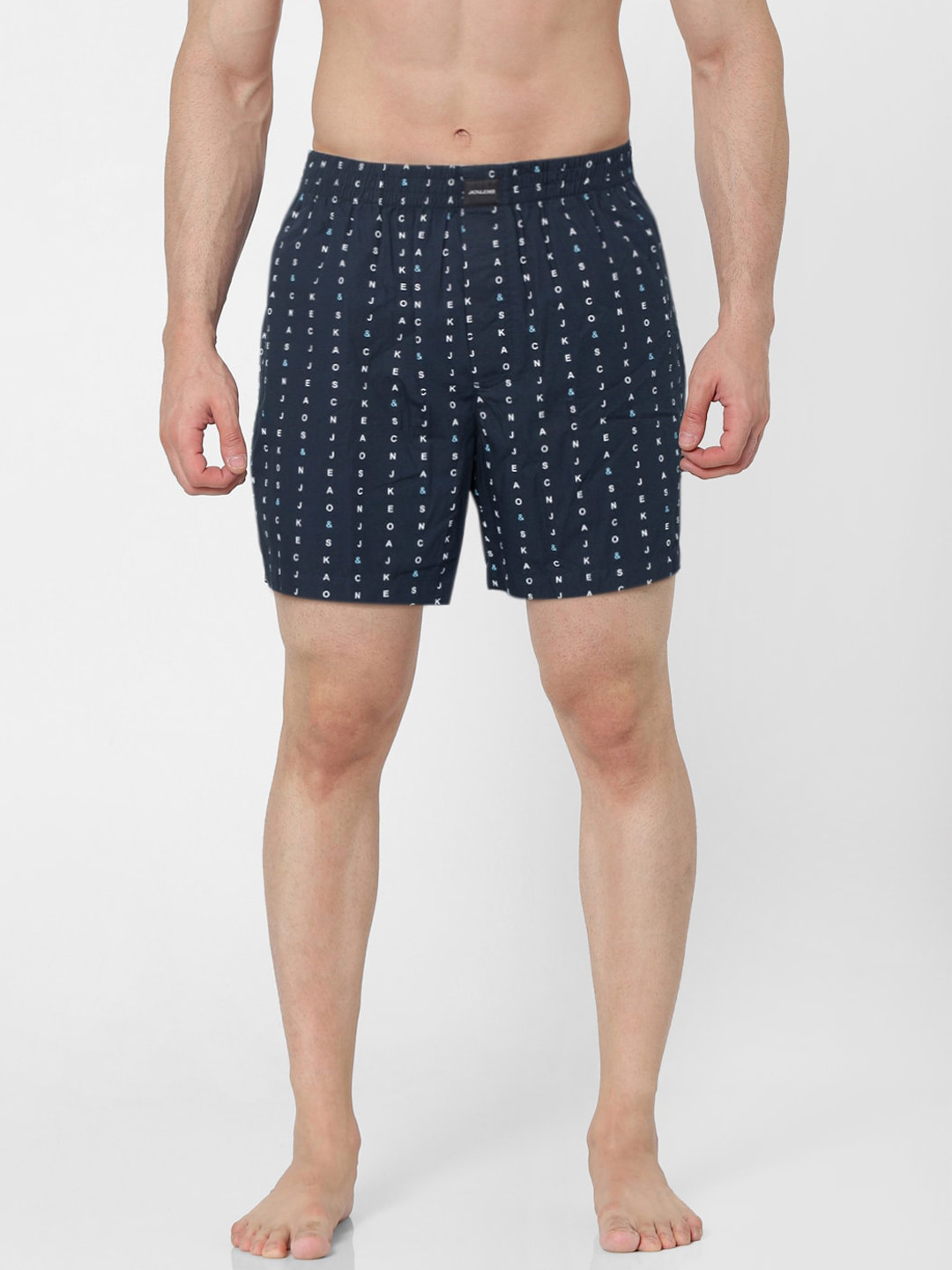 

Jack & Jones Men Navy Blue & White Printed Pure Cotton Boxer