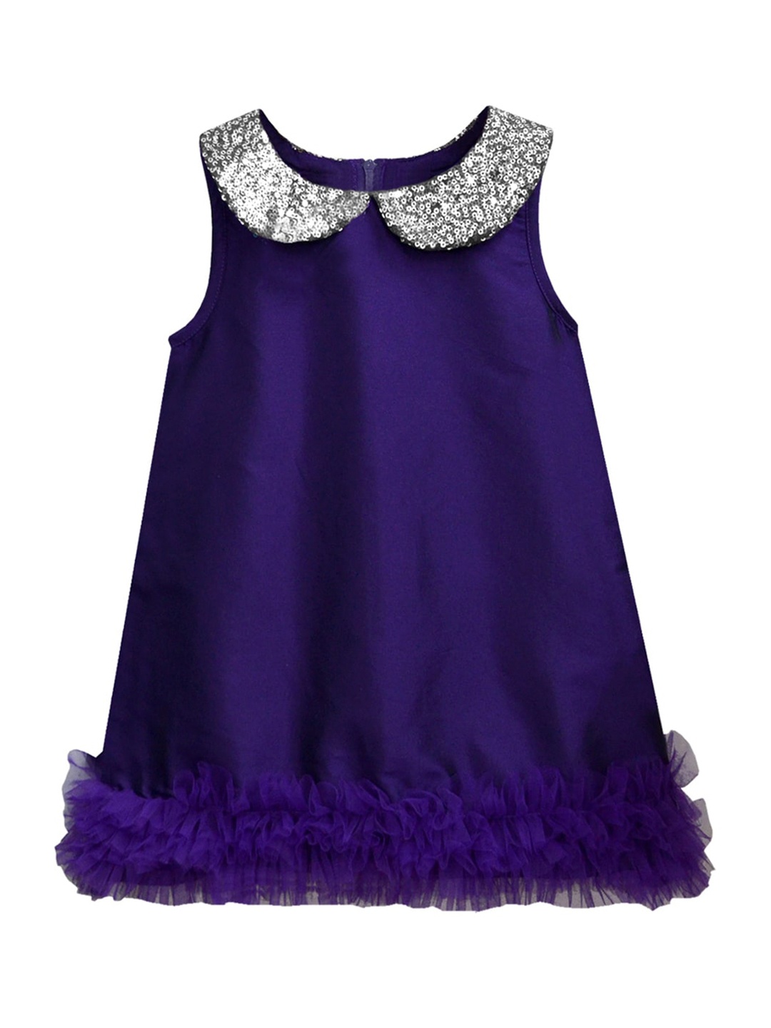 

A T U N Blue & Silver-Toned Peter Pan Collar A-Line Dress