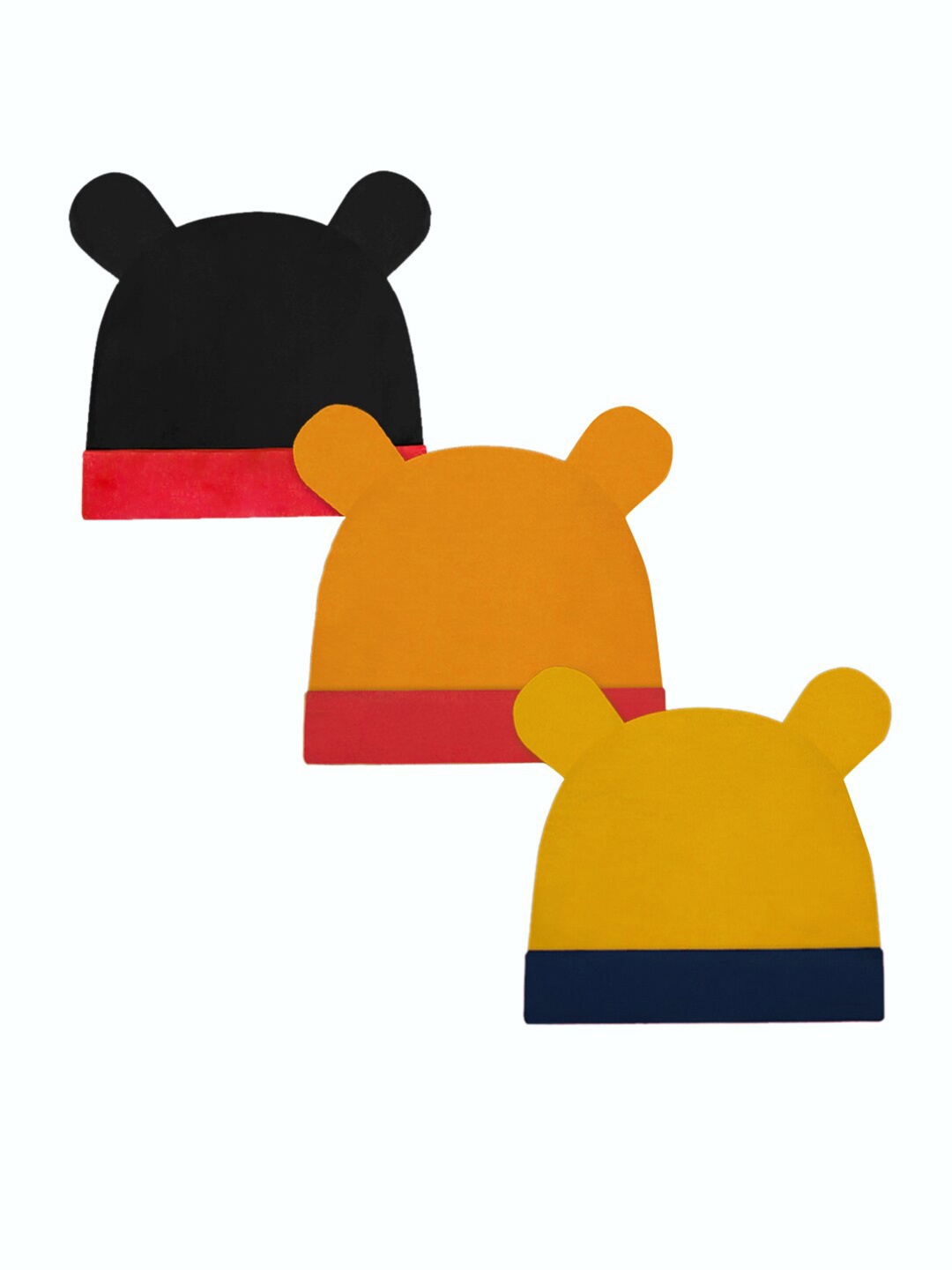 

A T U N Girls Black & Orange Pack Of 3 Beanie