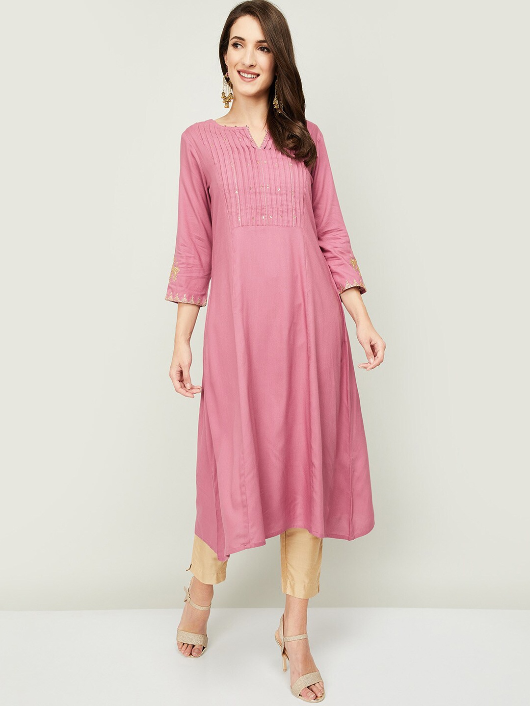 

Melange by Lifestyle Women Pink Embellished Kurta