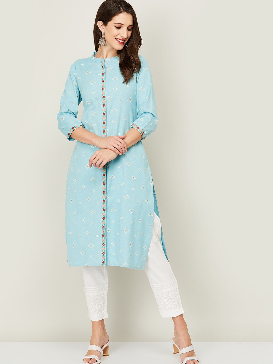 

Melange by Lifestyle Women Blue Geometric Kurta