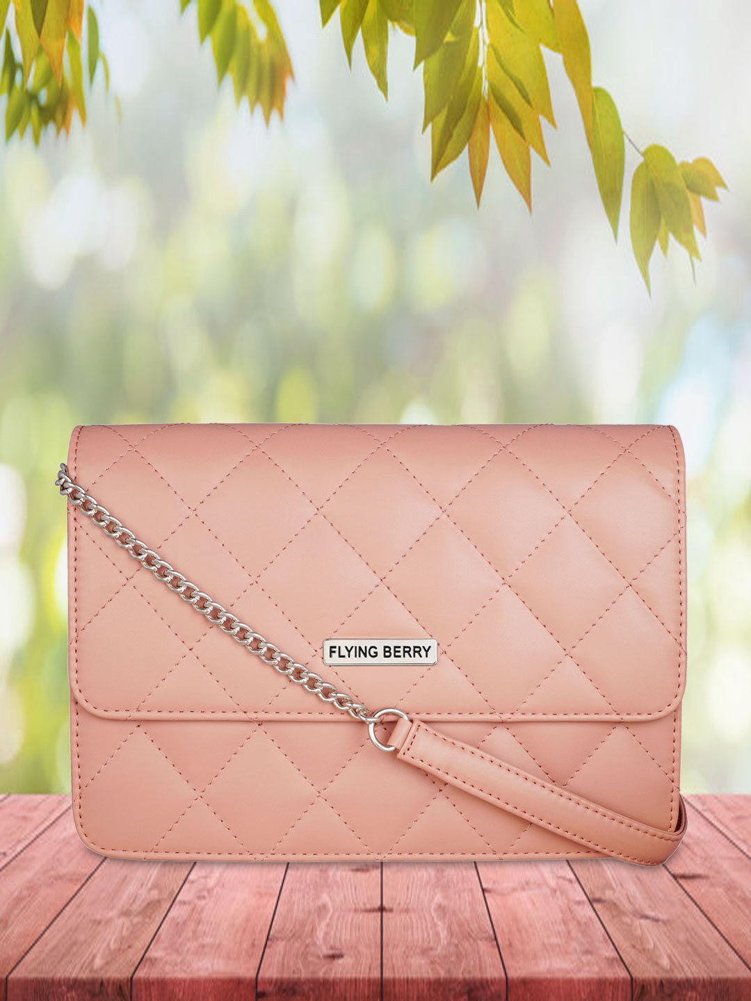 

FLYING BERRY Mauve Textured PU Structured Sling Bag with Quilted