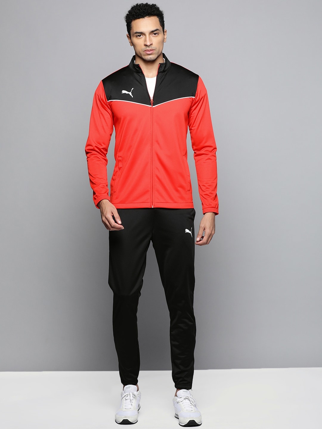 

Puma Men Red & Black Colourblocked individualRISE Football Slim Fit Tracksuit