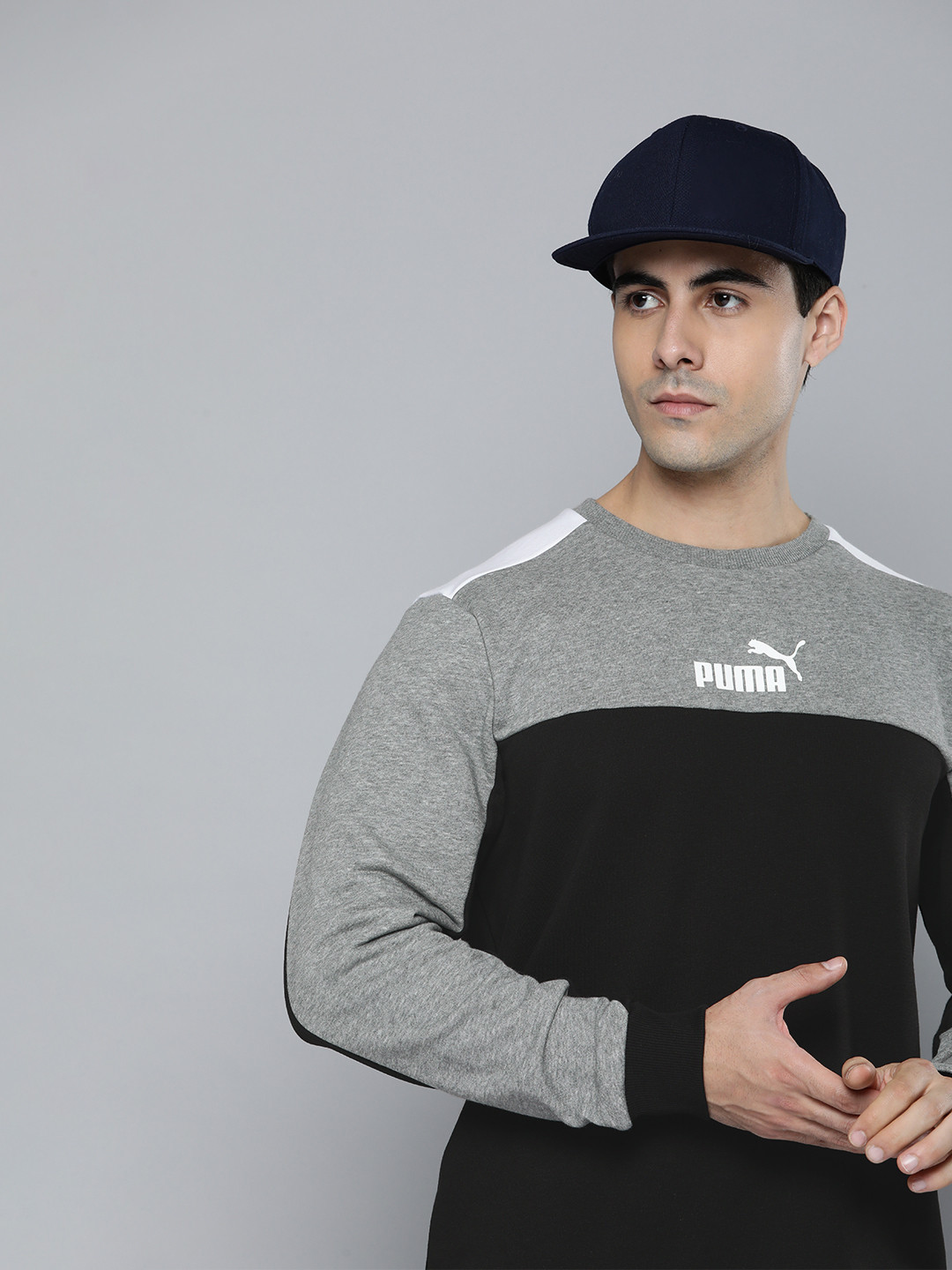 

Puma Men Black And Grey Colourblocked Crew Neck Regular Fit Pullover Sweatshirt
