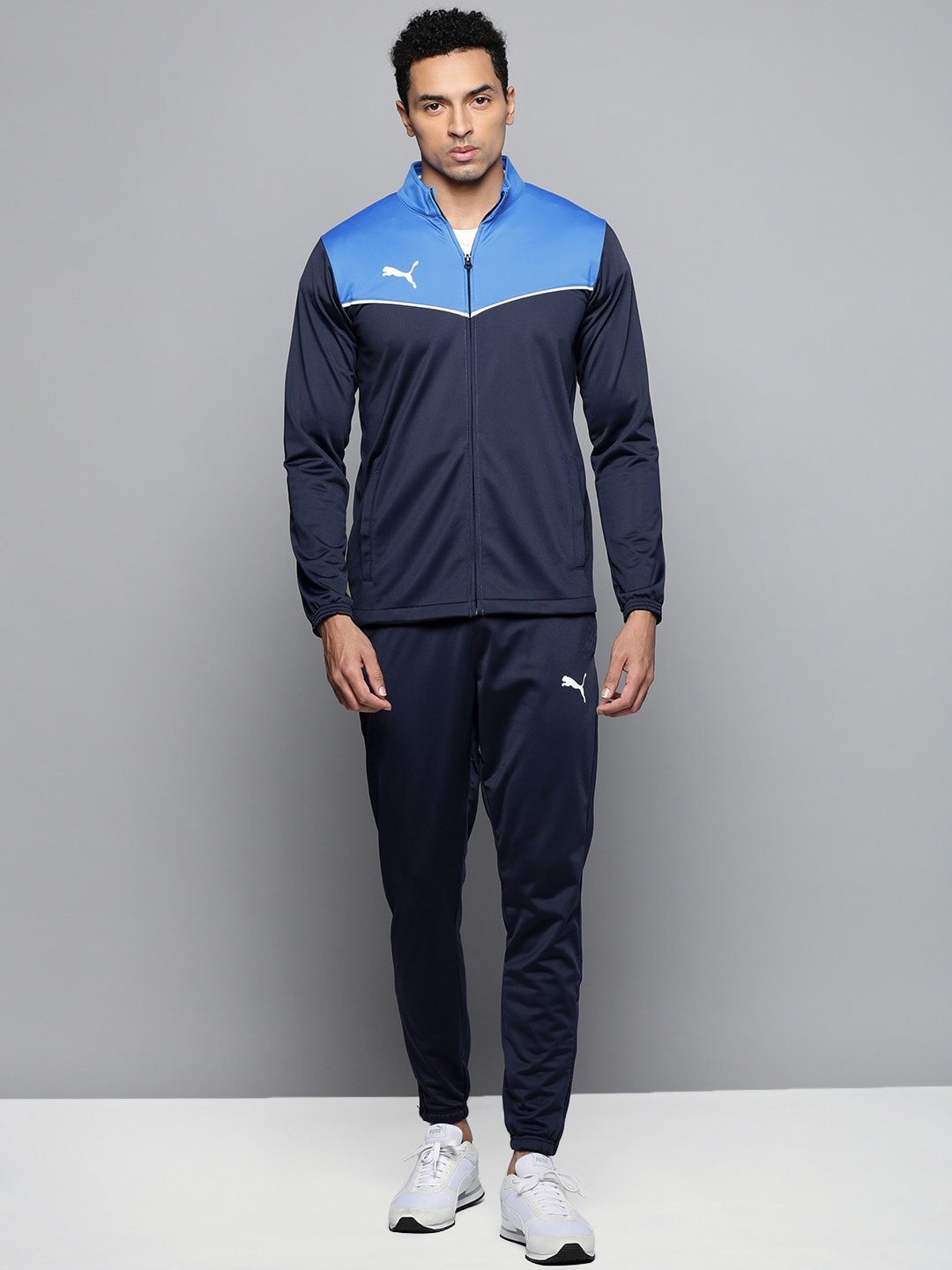 

Puma Men Blue Slim Fit individualRISE Football Tracksuit