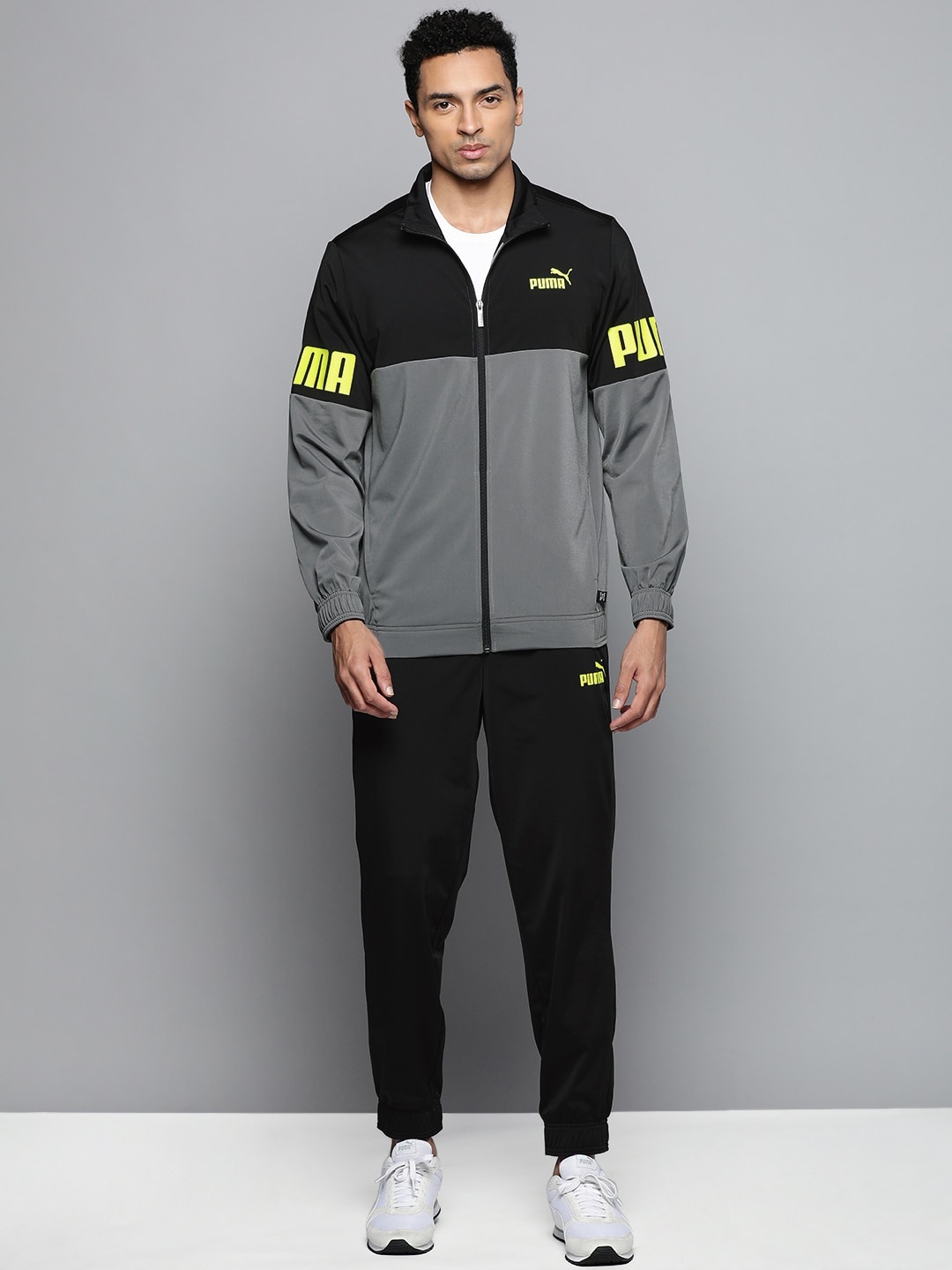 

Puma Men Black & Grey Colourblocked Power Tracksuit