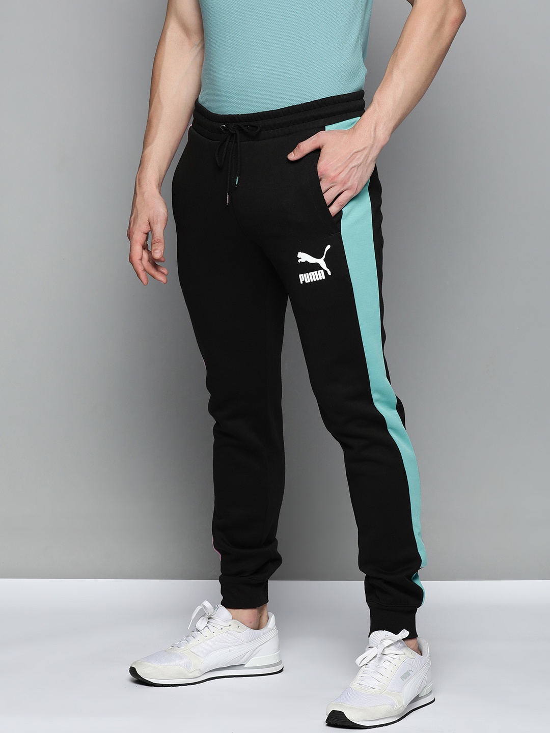 

Puma Men Black Slim Fit Iconic T7 Double Knit Sustainable Joggers