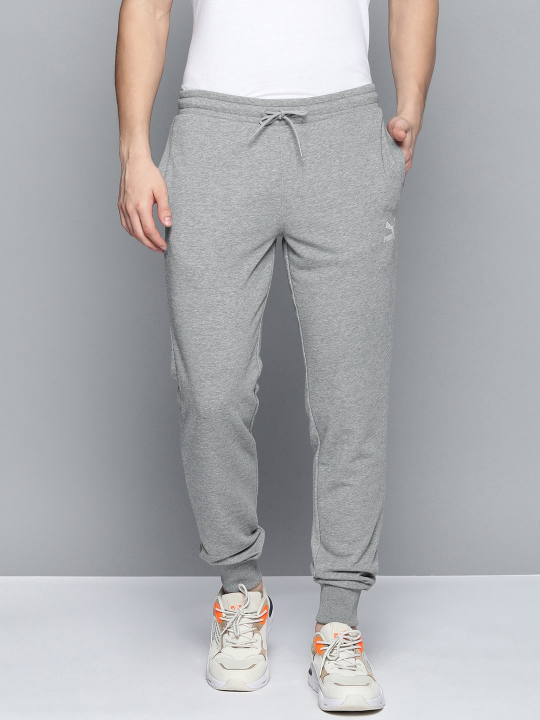 

Puma Men Grey Brand Logo Printed Casual Joggers Track Pants