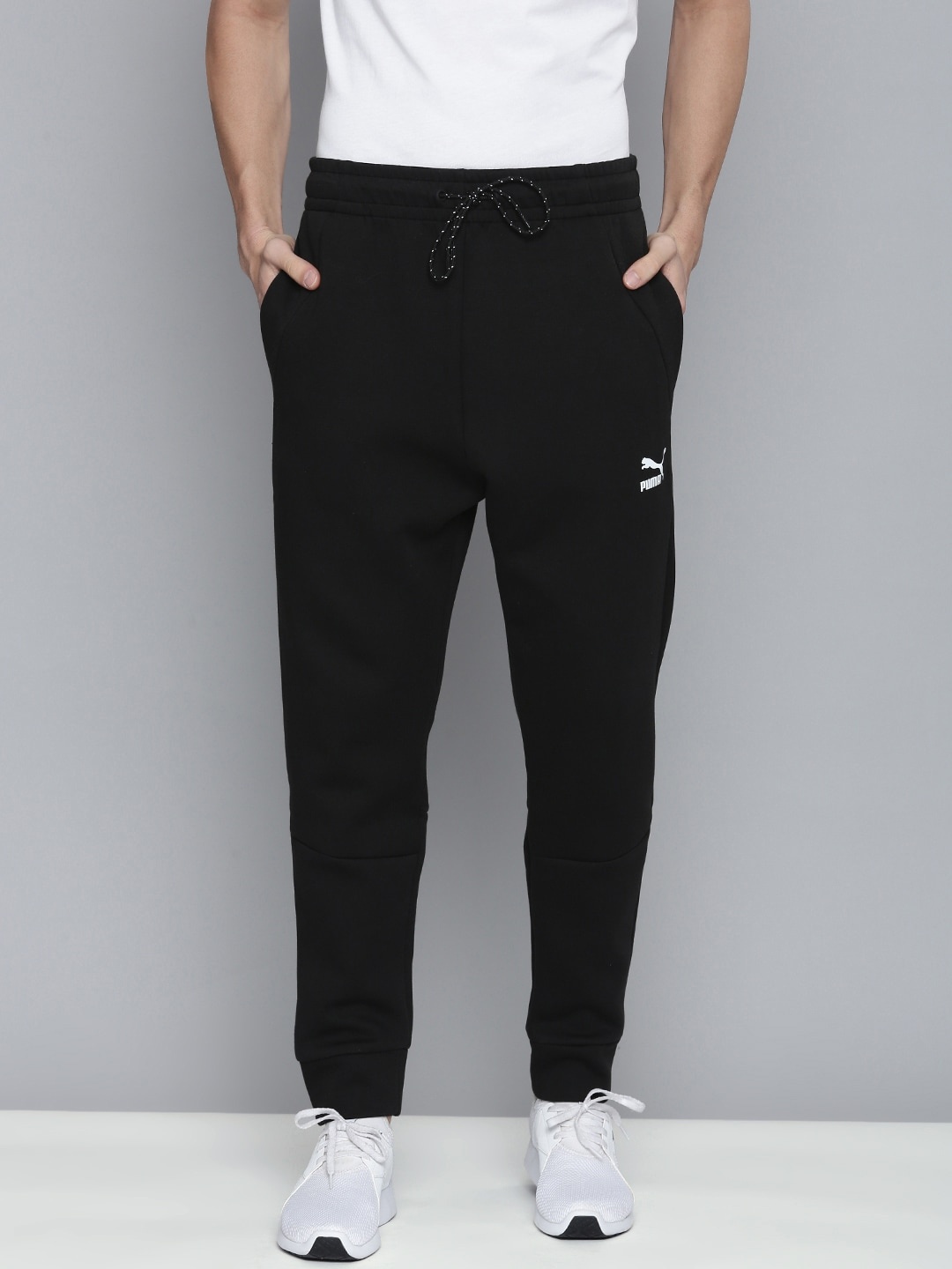 

Puma Men Black Solid Classics Tech Knitted Joggers