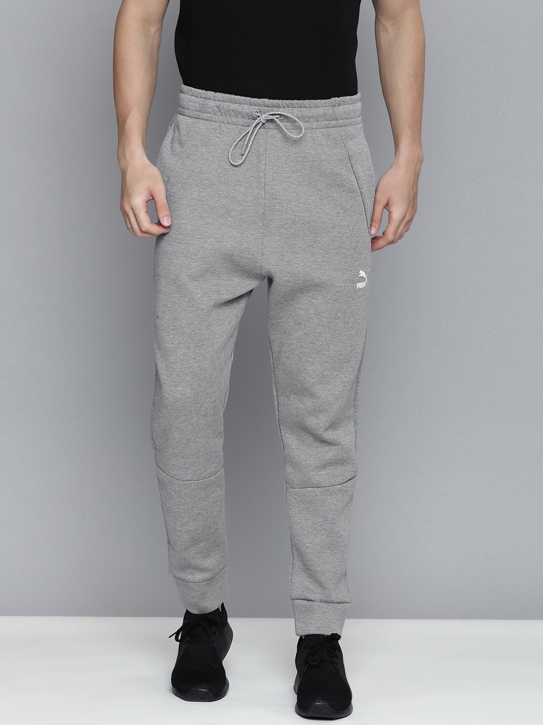 

Puma Men Grey Melange Solid Classics Tech Knitted Joggers