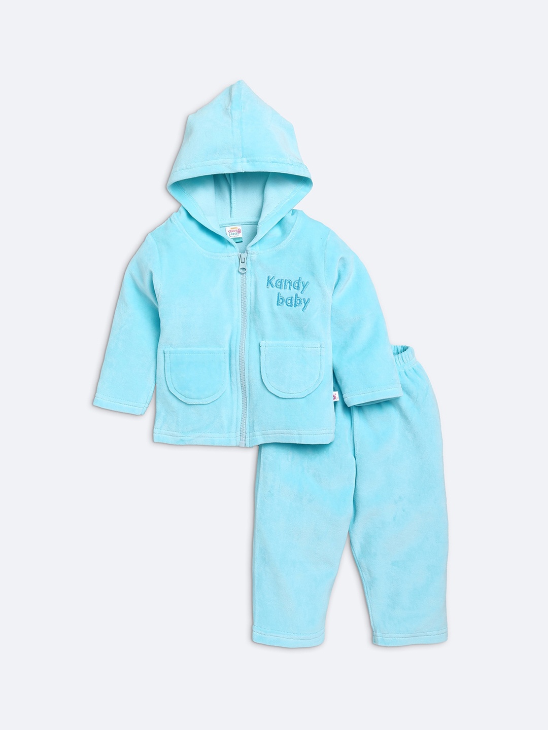 

AMUL Kandyfloss Unisex Kids Blue Printed Hoodie Winter Set Night suit