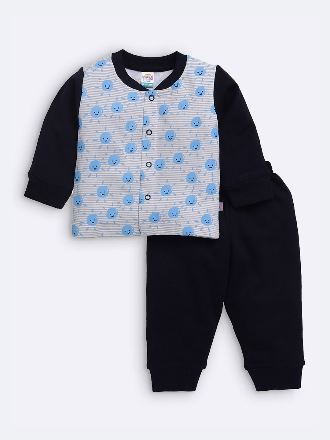 

AMUL Kandyfloss Unisex Kids Navy Blue & Grey Printed clothing set