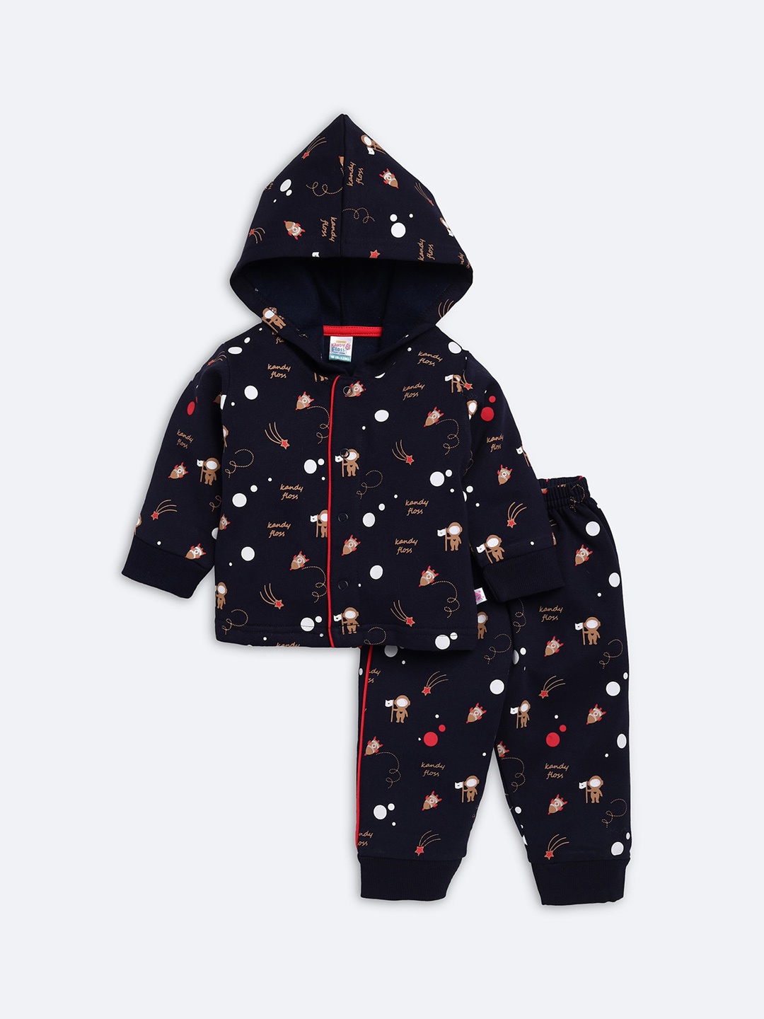 

AMUL Kandyfloss Unisex Kids Navy Blue & Red Printed Night suit