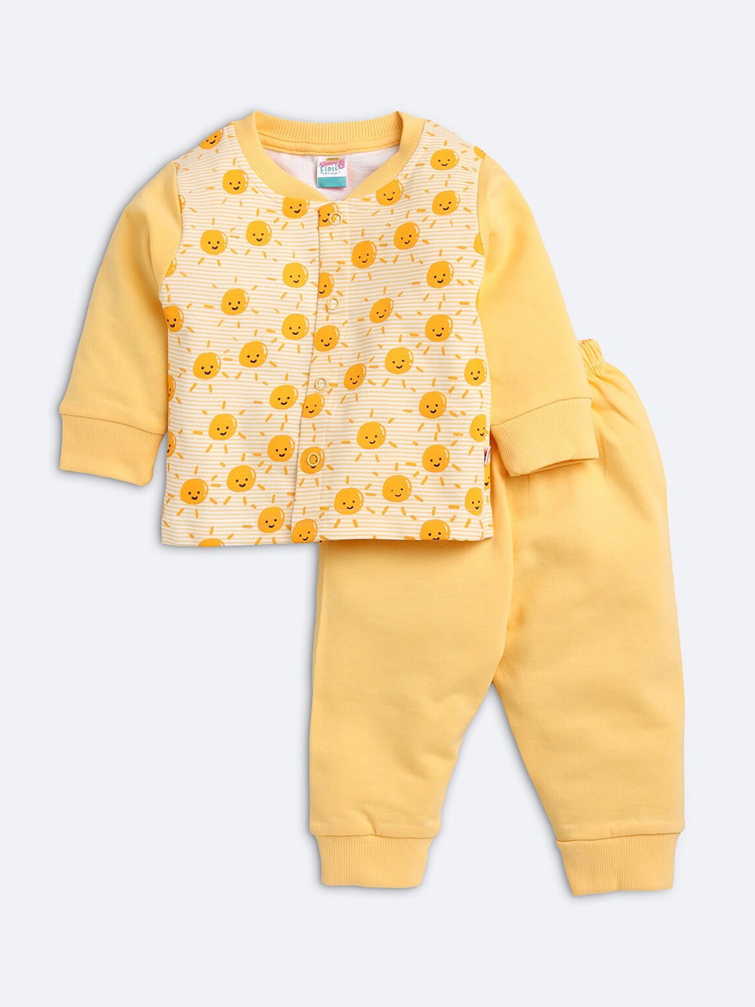 

AMUL Kandyfloss Unisex Kids Yellow Printed Cotton Co-Ord Set