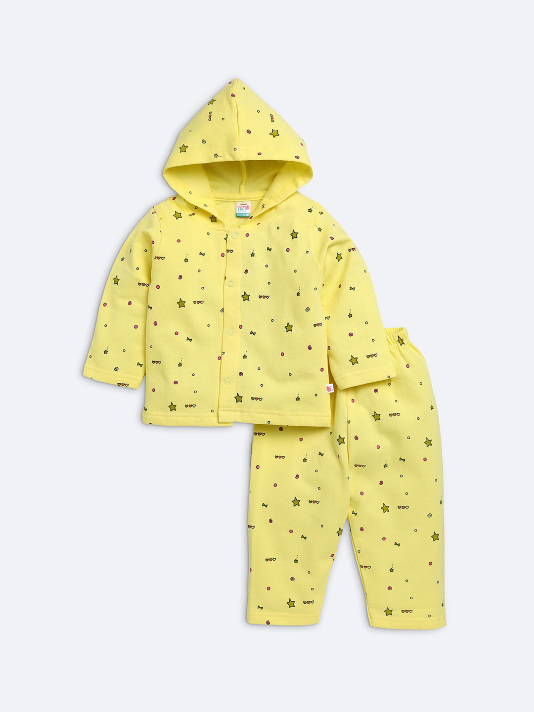 

AMUL Kandyfloss Unisex Kids Yellow & Red Printed Hoodie Night suit