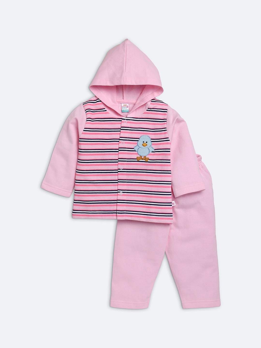 

AMUL Kandyfloss Unisex Kids Pink & White Printed Pure Cotton Hoodie clothing set Set