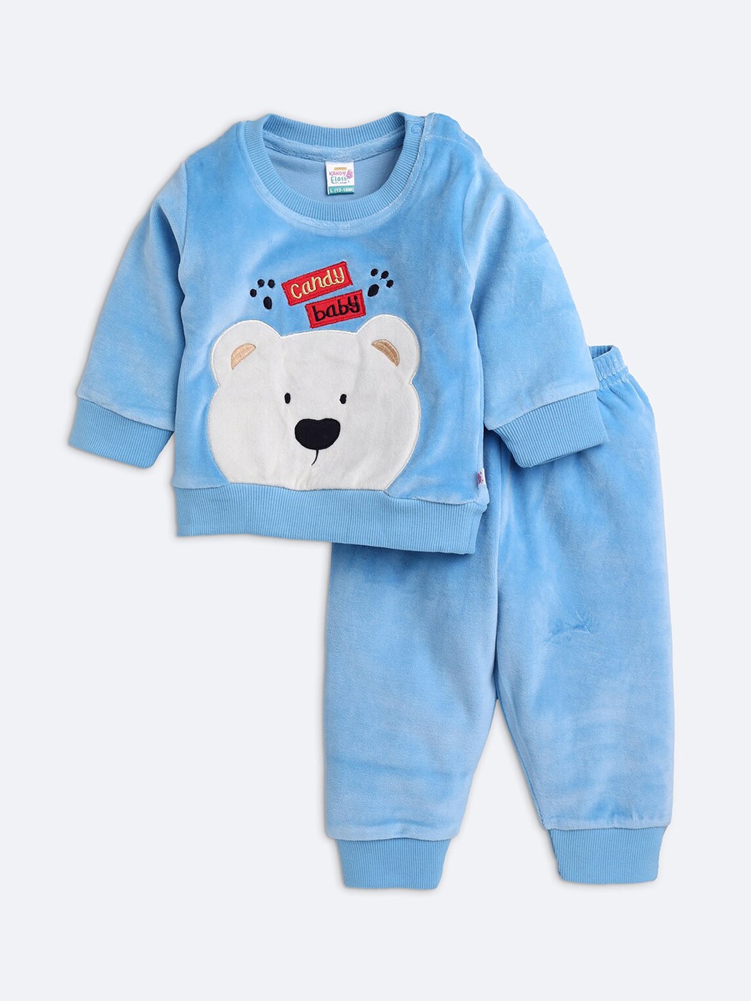 

AMUL Kandyfloss Unisex Kids Blue & White Printed Cotton Night suit