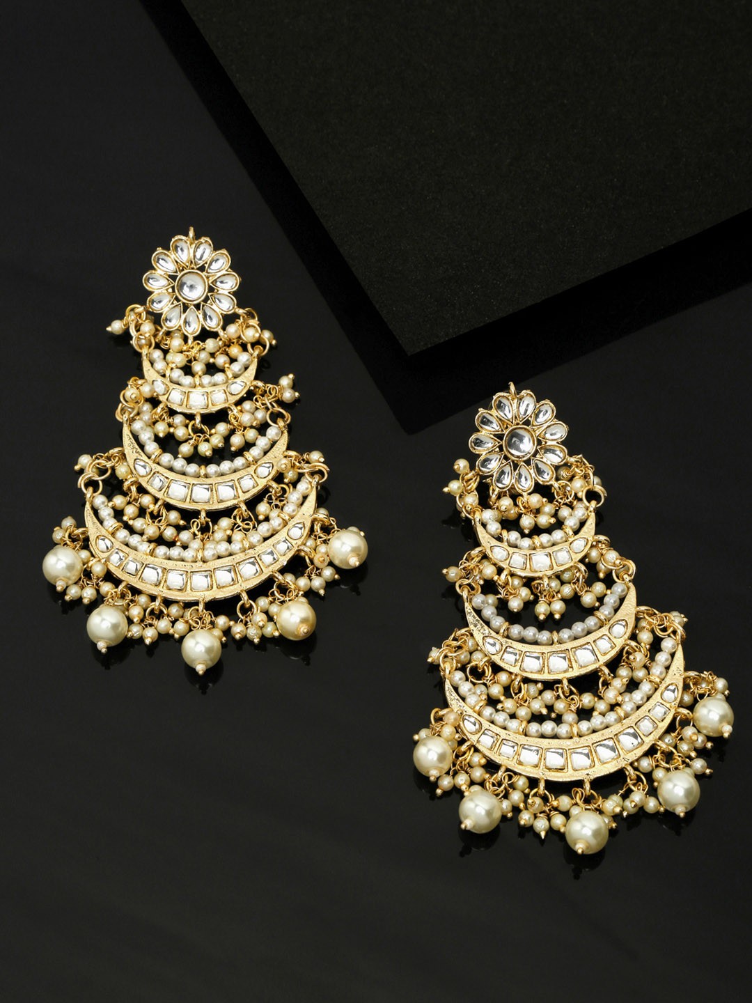 

Yellow Chimes Gold-Toned Ethnic Embellished Classic Chandbalis Earrings