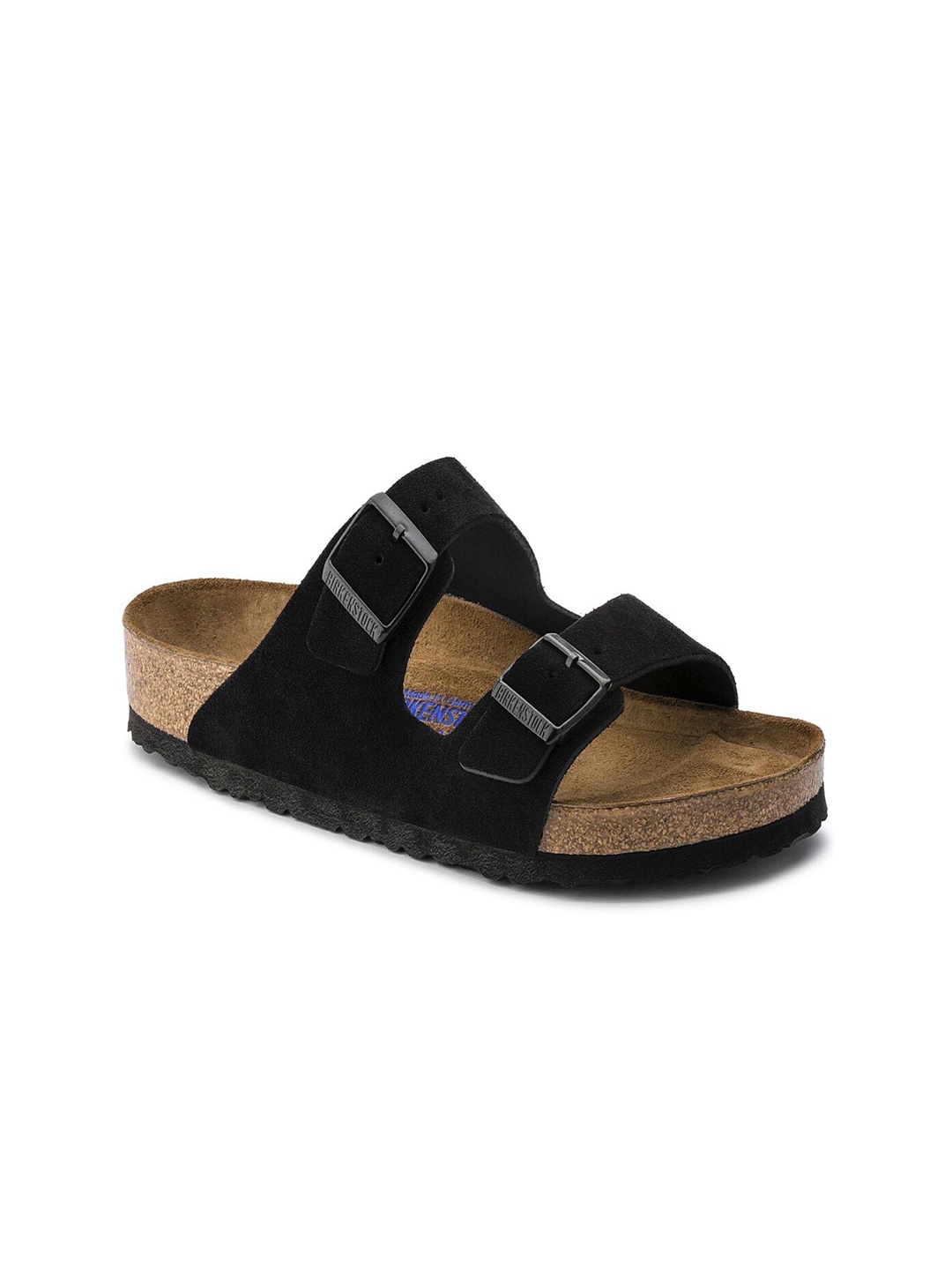 

Birkenstock Arizona Soft Footbed Black Regular Width Suede Leather Two-Strap Sandals