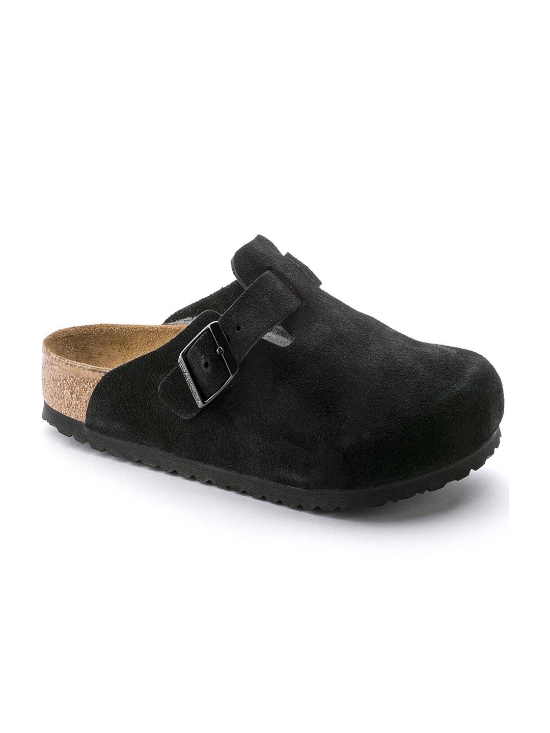 

Birkenstock Boston Soft Footbed Black Regular Width Suede Leather Clogs